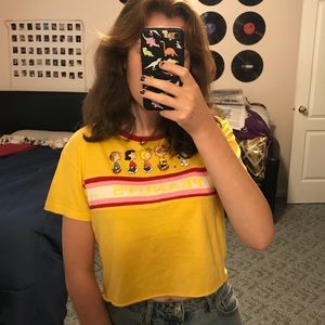 Peanuts Characters Graphic Yellow Crop Top